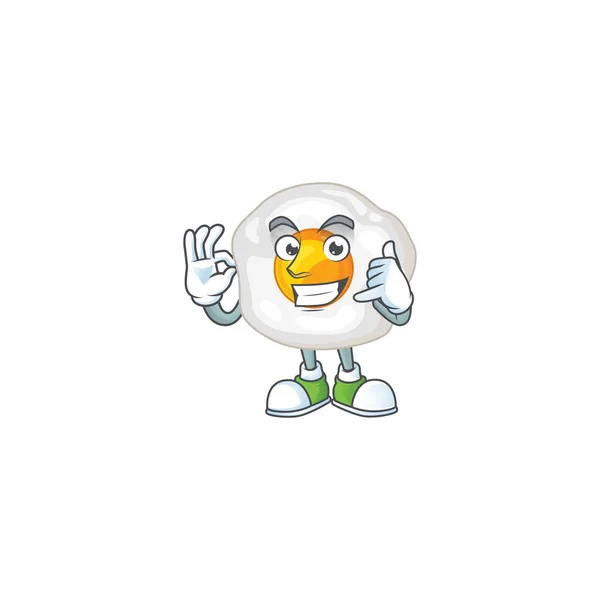 Call me funny gesture fried egg mascot cartoon design — 스톡 벡터