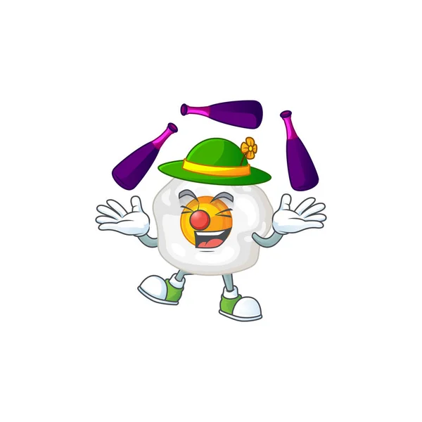 Fried egg cartoon character concept love playing Juggling — Stock vektor