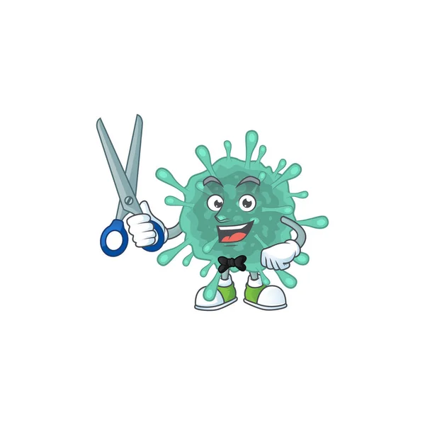 Cool Barber coronvirus tecknad maskot design stil — Stock vektor