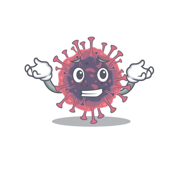 Rosto feliz de microbiologia coronavirus mascote estilo cartoon —  Vetores de Stock