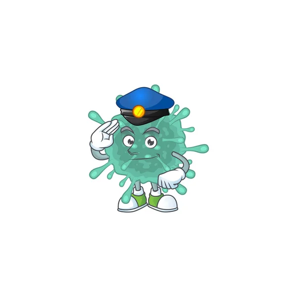 Een cartoon van coronavirussen verkleed als politieagent — Stockvector