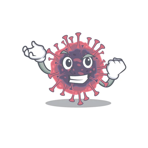 Mikrobiologi coronavirus tecknad karaktär stil med glad ansikte — Stock vektor
