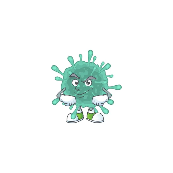 Um ícone do design de mascote coronavírus com gesto confiante —  Vetores de Stock