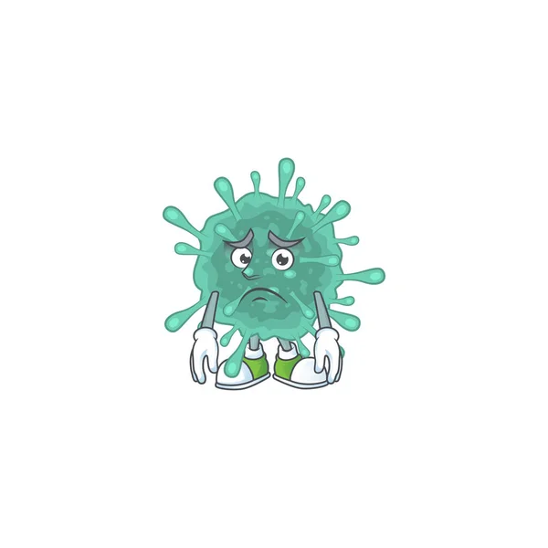Estilo de diseño de la mascota de Coronavirus con cara preocupada — Archivo Imágenes Vectoriales
