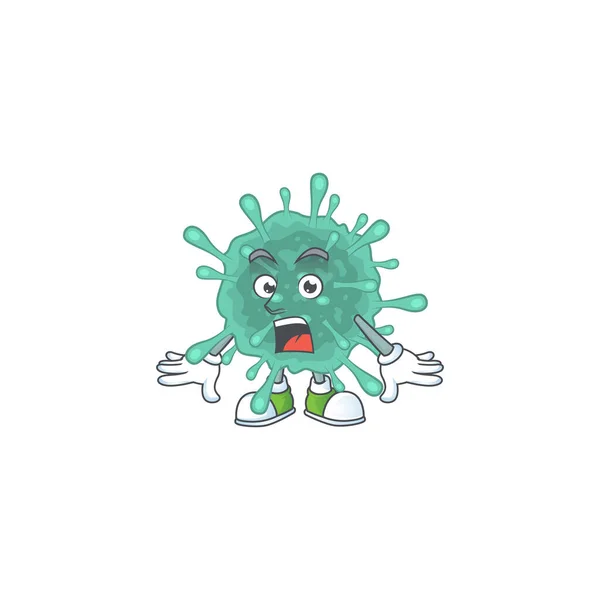 A mascot design of coronaviruses making a surprised gesture — Stock Vector