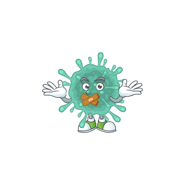Coronaviren Cartoon-Charakter Design-Konzept zeigt stille Geste — Stockvektor