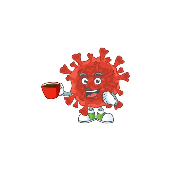 红色日冕病毒吉祥物的设计风格显示一个好的手势 — 图库矢量图片
