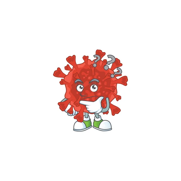 Nette rote Corona Virus Cartoon-Figur mit einem Mikrofon — Stockvektor