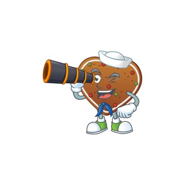 Gingerbread love in Sailor cartoon character design with binocular