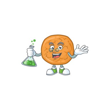 Pekmez kurabiyeleri, zeki Profesör Çizgi film dizaynı, cam tüpü kavrıyor.