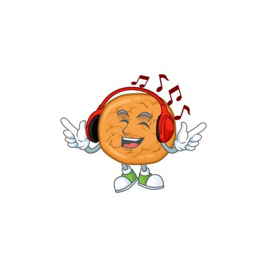 karikatür maskot tasarımı pekmez kurabiyeleri müzikten keyif alıyor