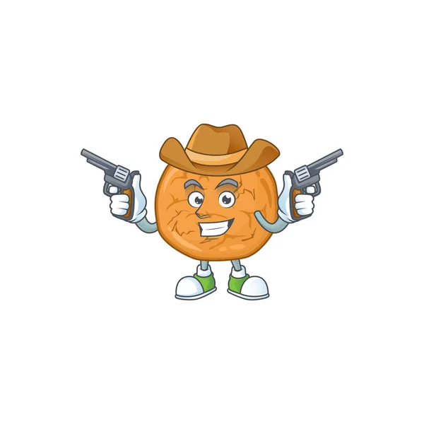 Cool cowboy cartoon design of molasses cookies holding guns — Stock Vector