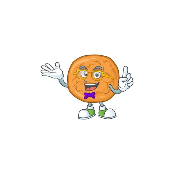 스니 드 마스코트 (nerd mascot) 디자인 스타일의 엄청 웃기는 당밀 쿠키 — 스톡 벡터
