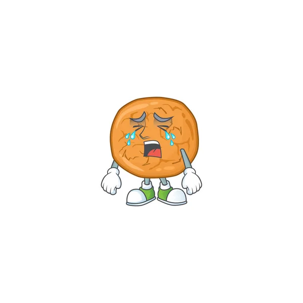 Uma cara chorando de biscoitos de melaço desenho animado design de caráter — Vetor de Stock