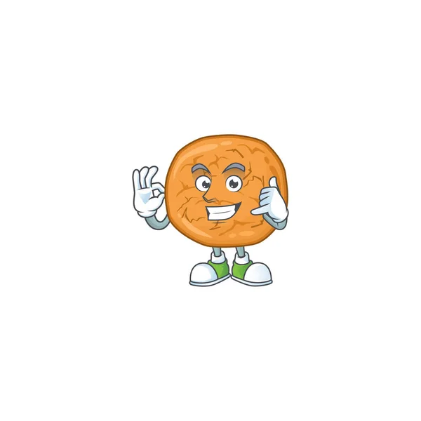 Call me funny gesture molasses cookies mascot cartoon design — Stock Vector