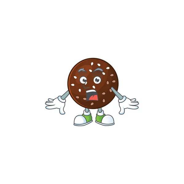 Um design de mascote de chokladboll fazendo um gesto surpreso — Vetor de Stock