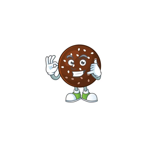 Noem me grappig gebaar chokladboll mascotte cartoon ontwerp — Stockvector