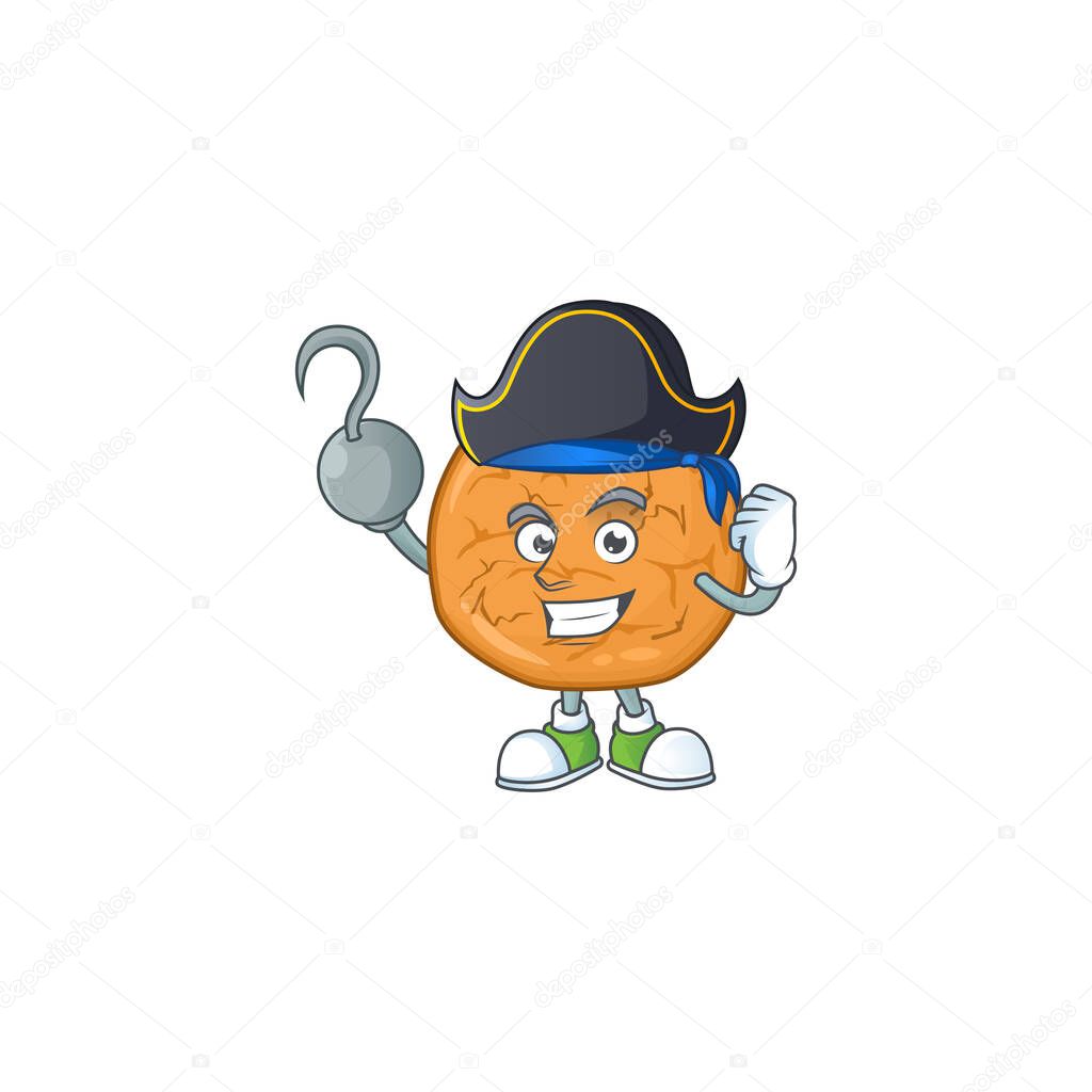 One hand Pirate cartoon design style of molasses cookies wearing a hat