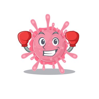 A sporty corona virus germ boxing mascot design style