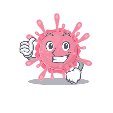Cool corona virus germ cartoon design style making Thumbs up gesture