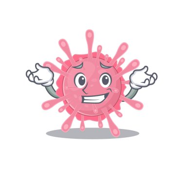 Happy face of corona virus germ mascot cartoon style