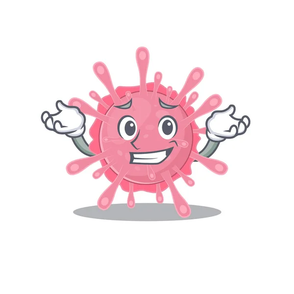 Happy face of corona virus germ mascot cartoon style — Stockvector