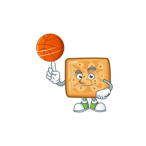 Crackers atraentes design de personagens de desenhos animados com basquete — Vetor de Stock