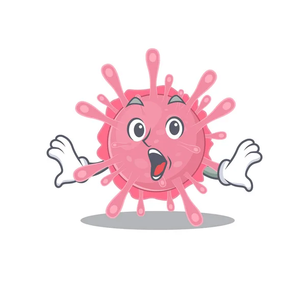 A cartoon character of corona virus germ making a surprised gesture — Stock Vector