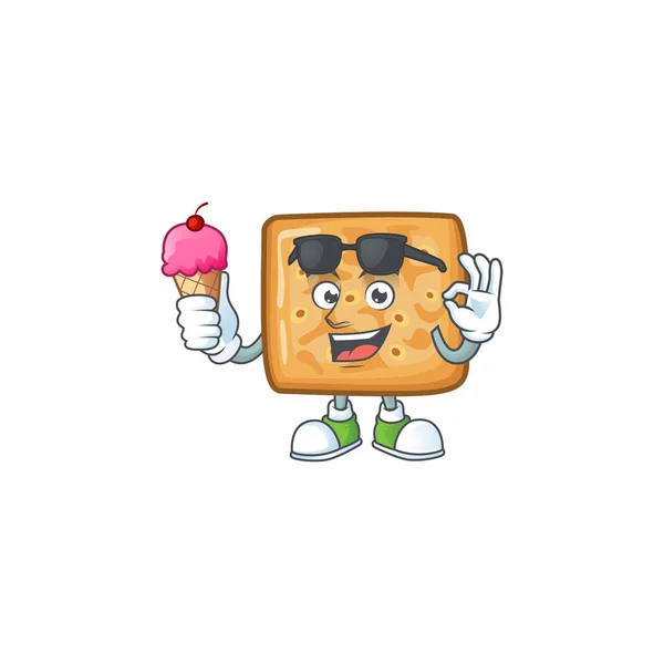 Zeichentrickfigur der Cracker genießt ein Eis — Stockvektor