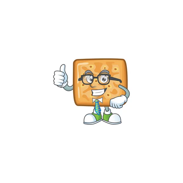 Crackers successful Businessman cartoon design with glasses and tie — Διανυσματικό Αρχείο