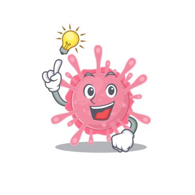 Have an idea gesture of corona virus germ mascot character design