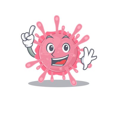 Maskot karakter tarzında bir Finger Corona virüsü.