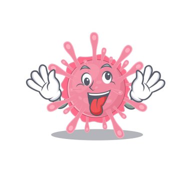Çılgın surat Corona virüsü mikrop maskotu tasarımı