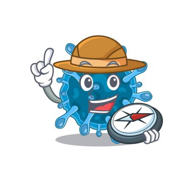 Microscopic coronavirus an experienced explorer with a compass