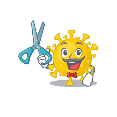 Cool Barber corona virus diagnosis mascot design style