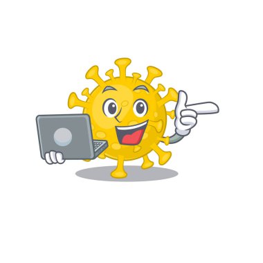 Akıllı korona virüsü teşhisinin dizüstü bilgisayarla çalışan bir simgesi