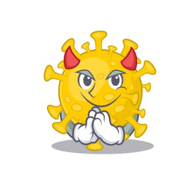 A picture of corona virus diagnosis in devil cartoon design