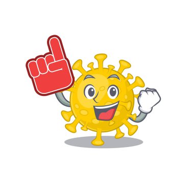 Corona virüsü teşhisi maskot tarzı köpük parmaklı çizgi film