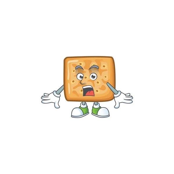 A mascot design of crackers making a surprised gesture — 스톡 벡터