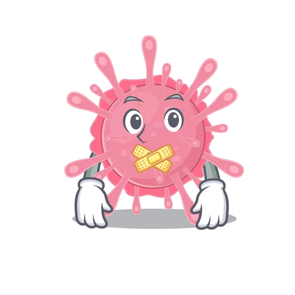 Corona virus germ mascot cartoon character design with silent gesture — Stock Vector