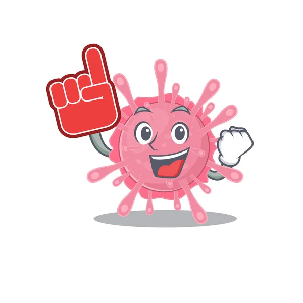 Corona virus germen mascota estilo de dibujos animados con dedo de espuma — Archivo Imágenes Vectoriales