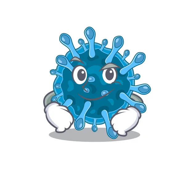 Funny microscopic corona virus mascot character showing confident gesture — Stock Vector