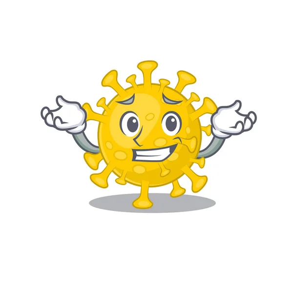 Cara feliz de la mascota de diagnóstico de virus corona estilo de dibujos animados — Archivo Imágenes Vectoriales