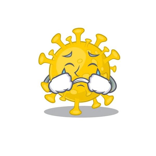 Sebuah diagnosis virus Crying corona gaya desain maskot kartun - Stok Vektor