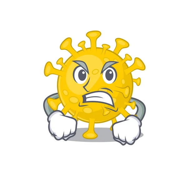 Diagnóstico del virus Corona diseño de personajes de dibujos animados con cara enojada — Vector de stock