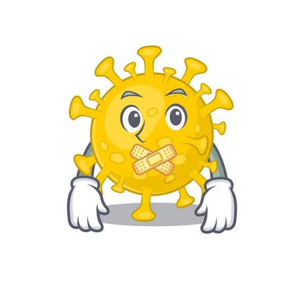 Corona vírus mascote diagnóstico desenho do personagem cartoon com gesto silencioso —  Vetores de Stock