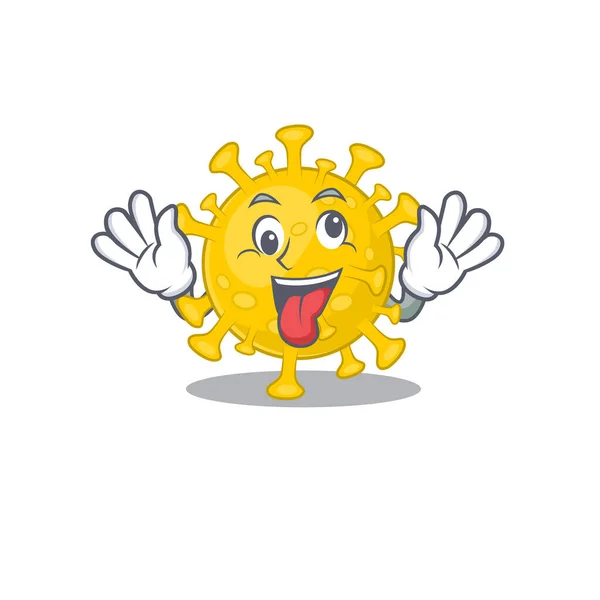 A picture of crazy face corona virus diagnosis mascot design style — Stock Vector