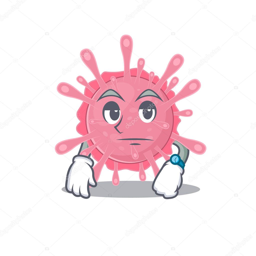 corona virus germ on waiting gesture mascot design style