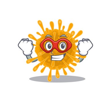 A picture of coronaviruses in a Super hero cartoon character