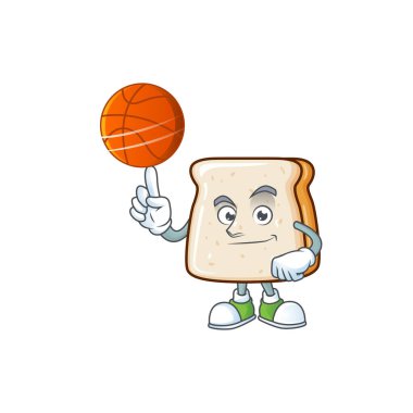 Attractive slice of bread cartoon design with basketball